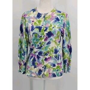 J. Crew Clare Maximalist Women Cardigan Sweater Medium Artsy Summer Cotton